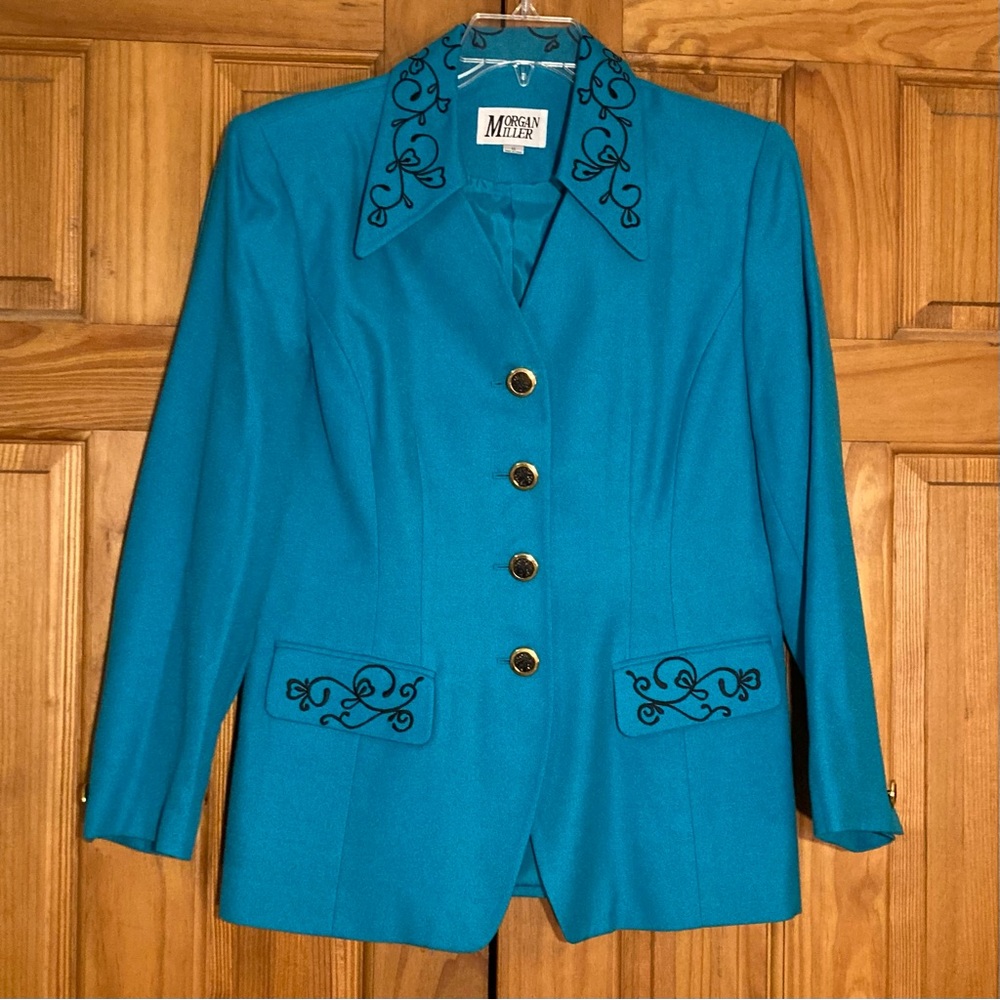 NWOT Morgan Miiller Vintage 80s 90s Lined Blazer Career Jacket Blue Black Sz 12
